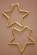 18K Gold Plated Waterproof Star Hoop Earrings