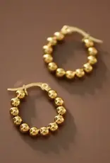 18K Gold Plated Waterproof Beaded Hoop Earrings