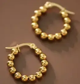 18K Gold Plated Waterproof Beaded Hoop Earrings