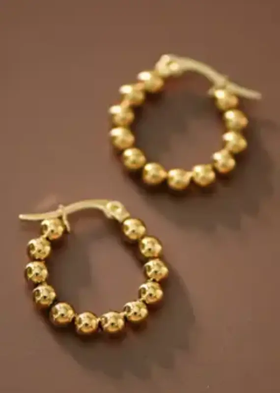 18K Gold Plated Waterproof Beaded Hoop Earrings
