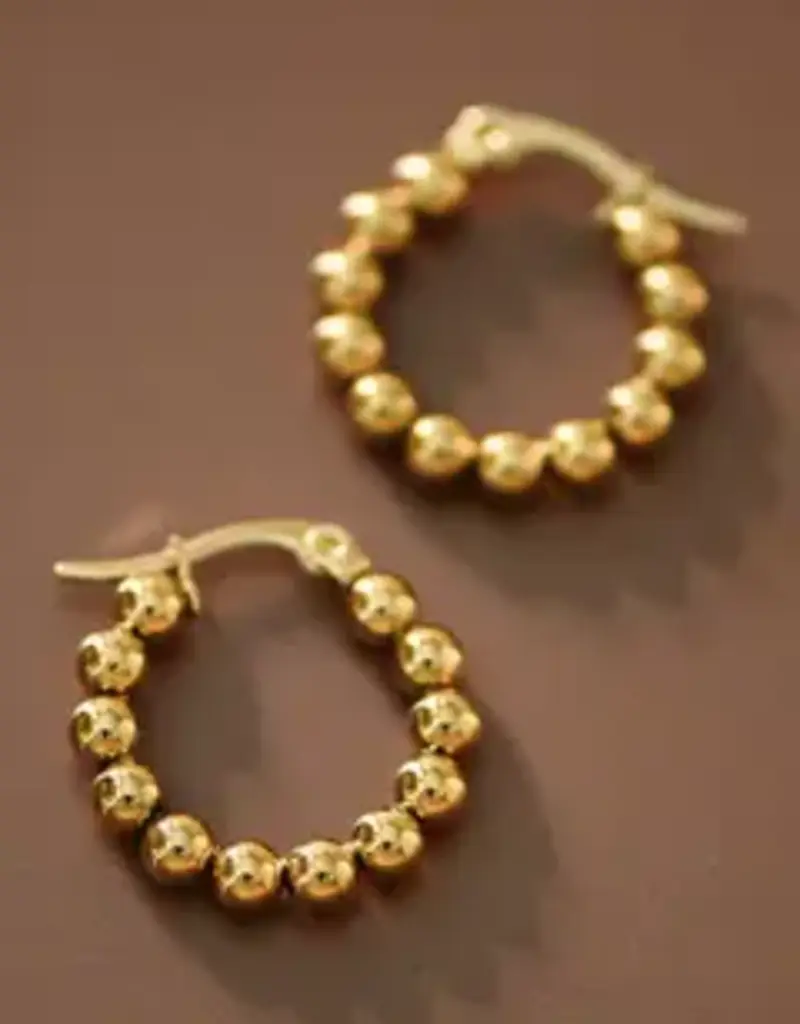 18K Gold Plated Waterproof Beaded Hoop Earrings