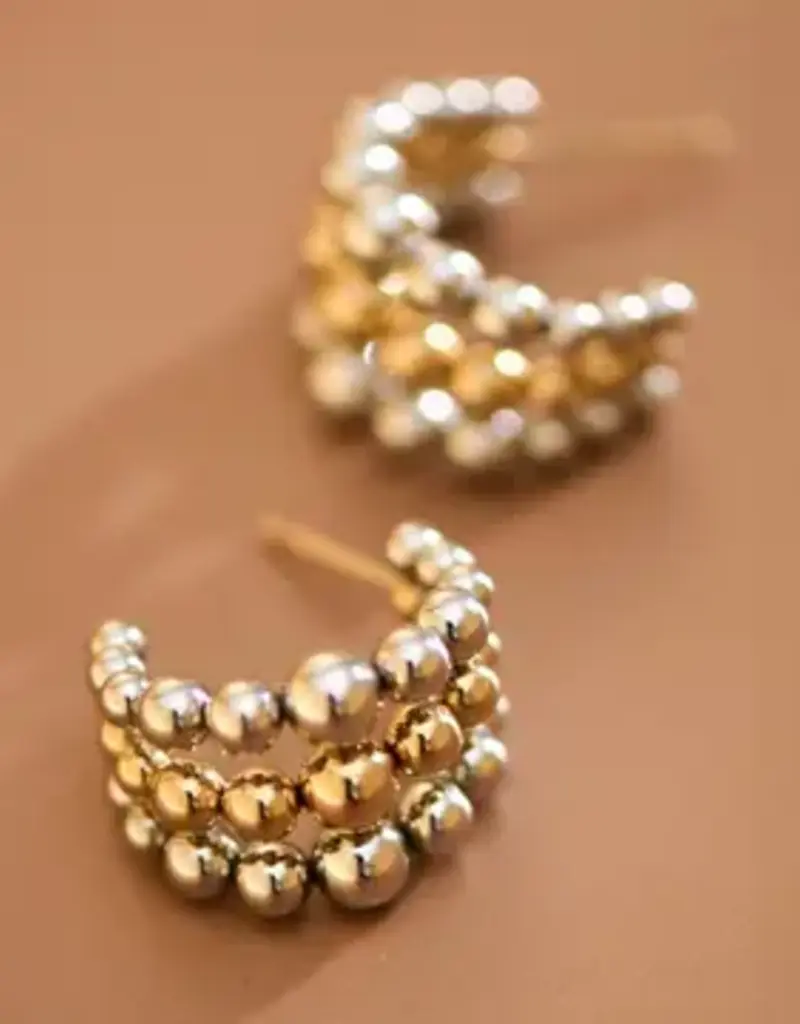 18K Gold Plated Waterproof Triple 2 ToneHoop Earrings