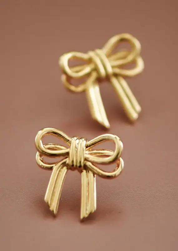 18K Gold Plated Waterproof Bow Stud Earrings