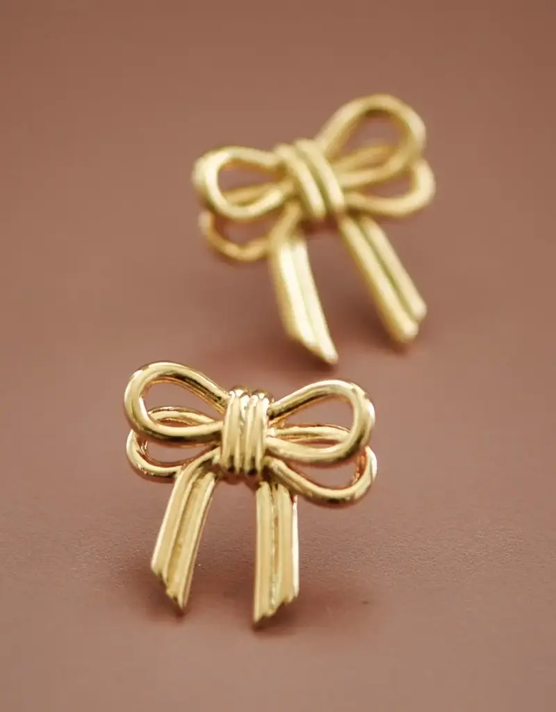 18K Gold Plated Waterproof Bow Stud Earrings