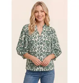 Belle Frilled Bubble Sleeve Floral Top