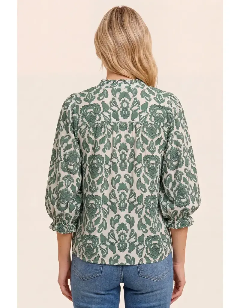 Belle Frilled Bubble Sleeve Floral Top