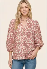 Belle Frilled Bubble Sleeve Floral Top