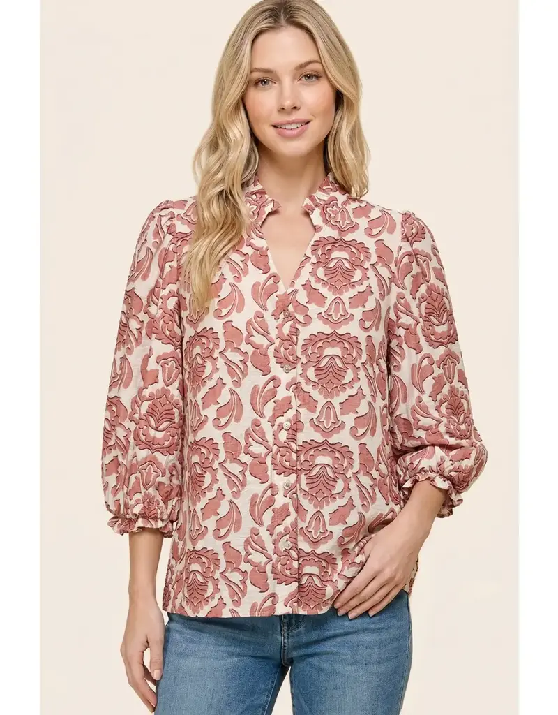 Belle Frilled Bubble Sleeve Floral Top