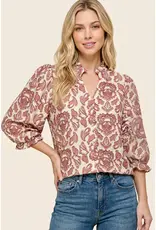 Belle Frilled Bubble Sleeve Floral Top