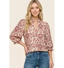 Belle Frilled Bubble Sleeve Floral Top