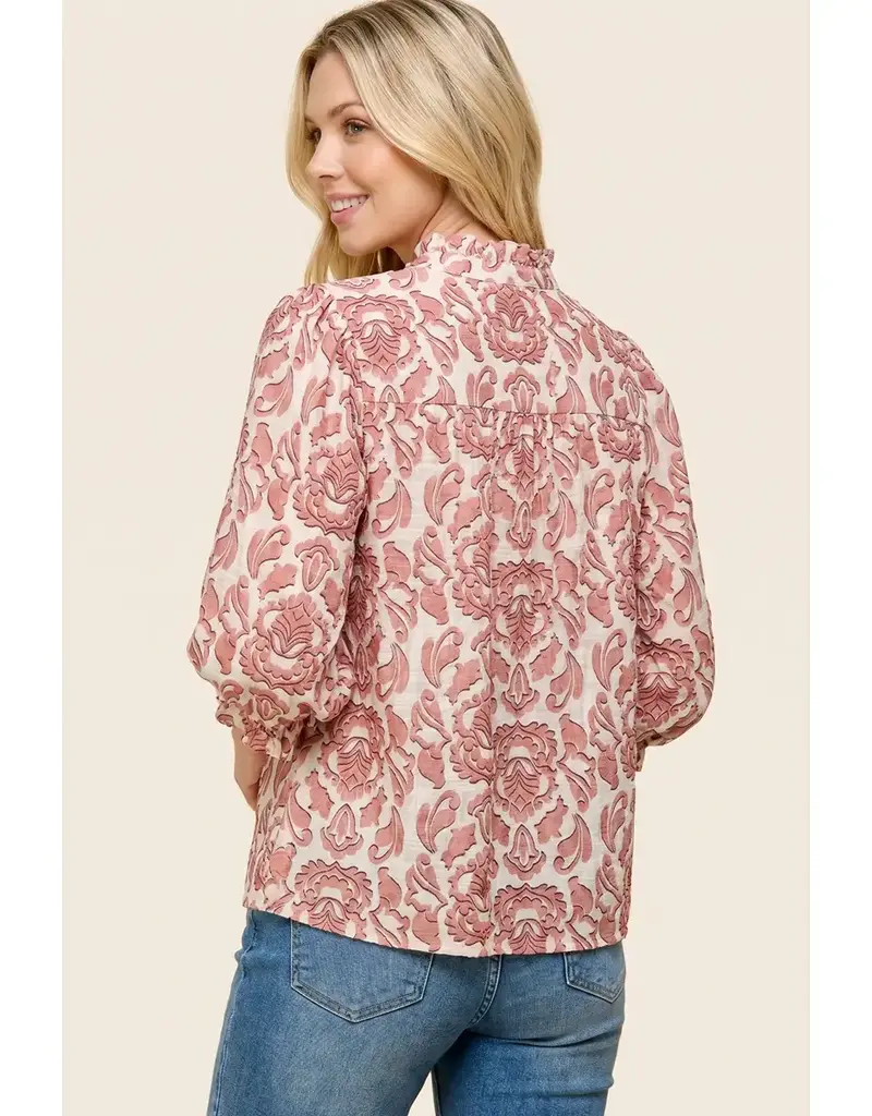Belle Frilled Bubble Sleeve Floral Top