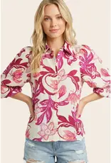 Betsy Bubble Sleeve Floral Print Top