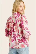 Betsy Bubble Sleeve Floral Print Top