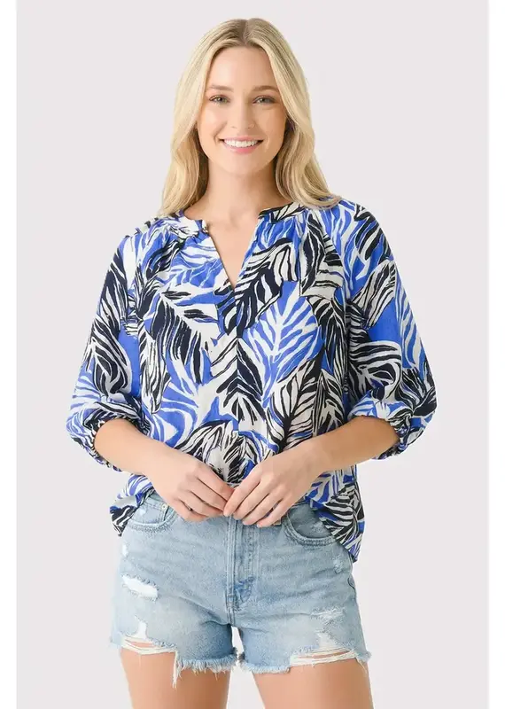 Island Time Floral Bubble Sleeve Top
