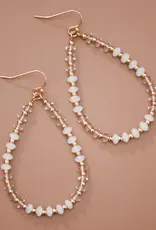 White Glass Crystal Teardrop Earrings