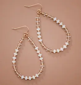 White Glass Crystal Teardrop Earrings