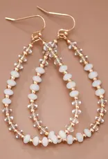 White Glass Crystal Teardrop Earrings