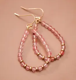 Natural Stone Beaded Teardrop Wire Earrings