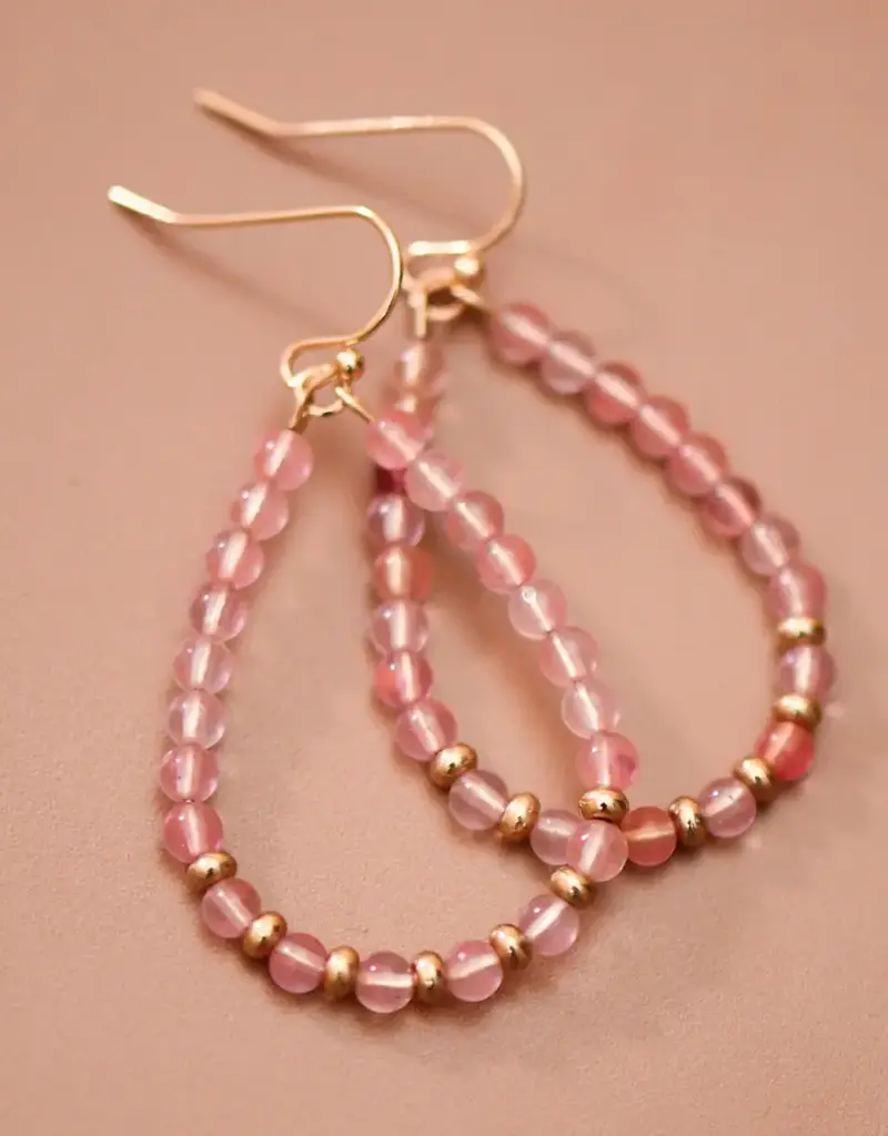 Natural Stone Beaded Teardrop Wire Earrings