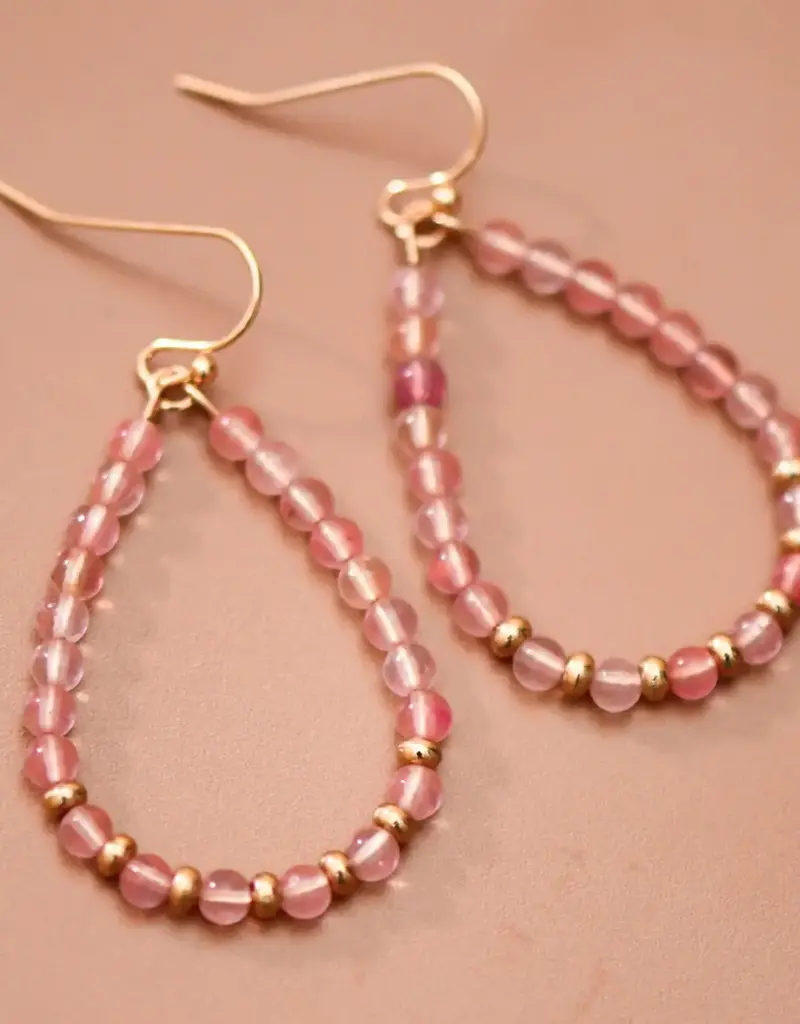 Natural Stone Beaded Teardrop Wire Earrings
