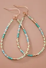 Blue Green Glass Crystal Teardrop Earrings