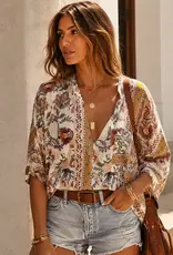 Bethany Boho Floral Border Print Top