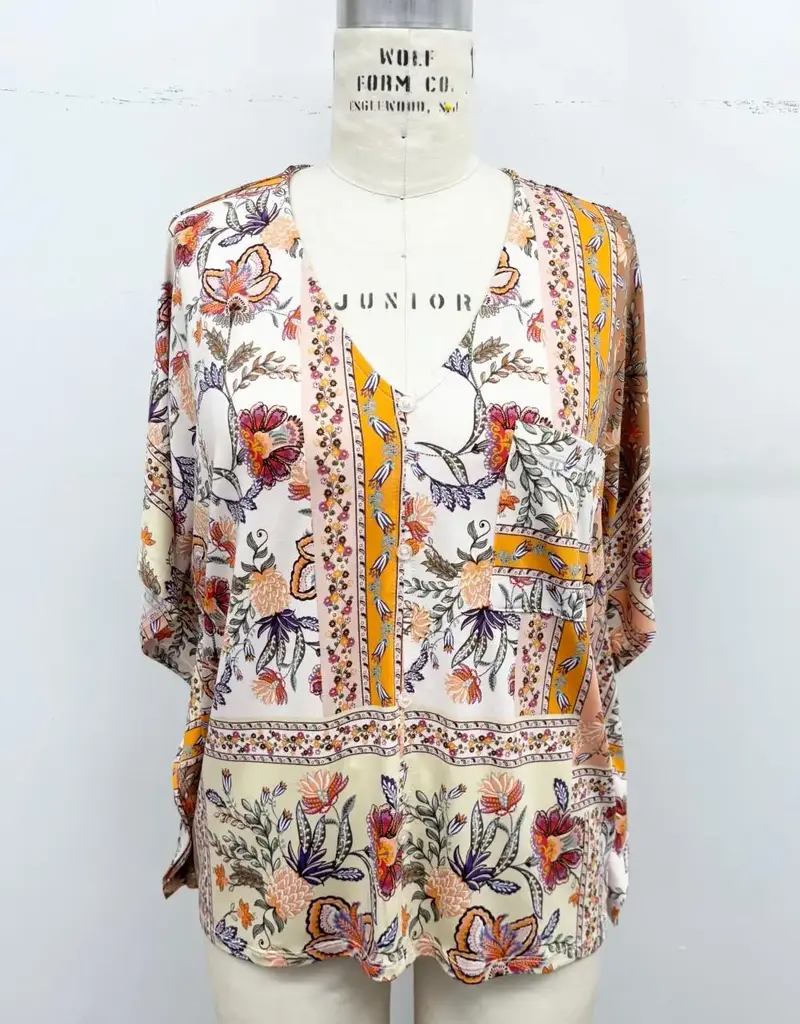 Bethany Boho Floral Border Print Top