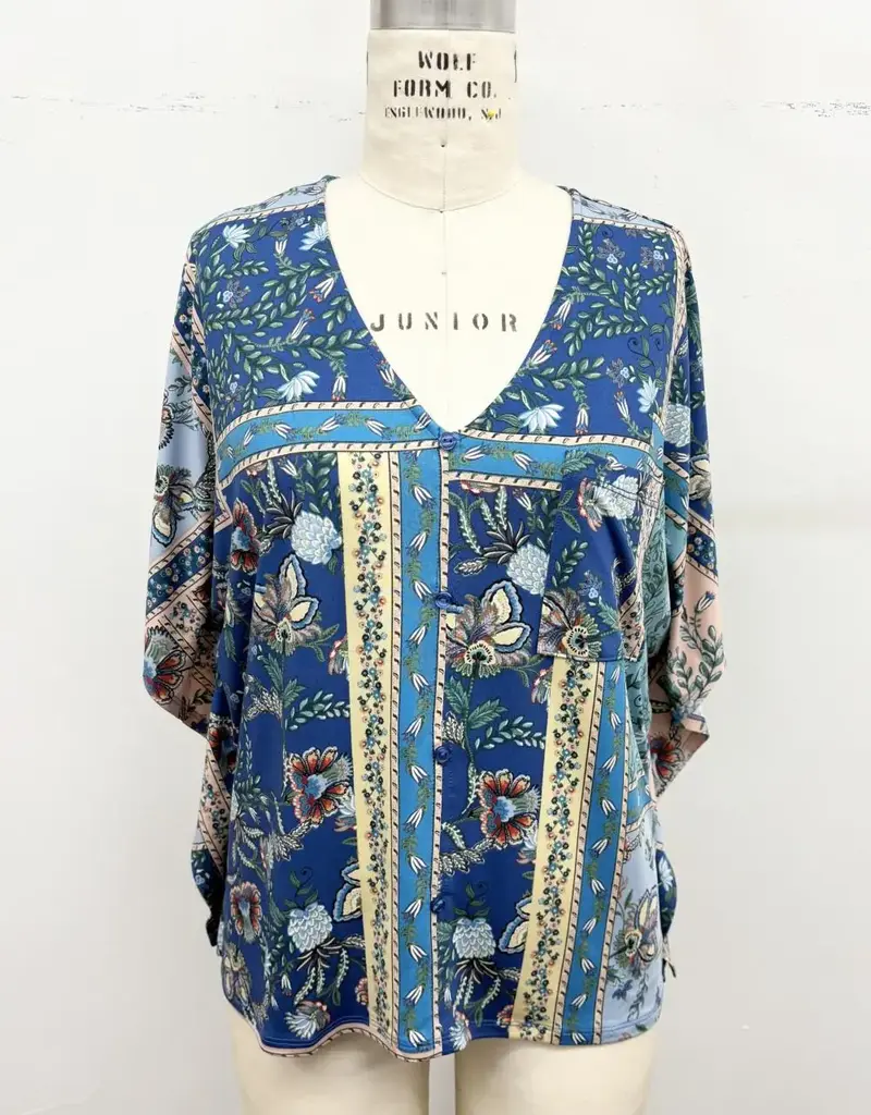 Bethany Boho Floral Border Print Blouse
