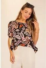 Cassie Coastal Bloom Print Top