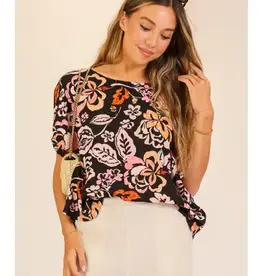 Cassie Coastal Bloom Print Top