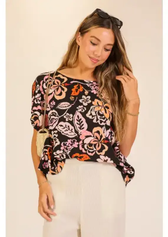 Cassie Coastal Bloom Print Top