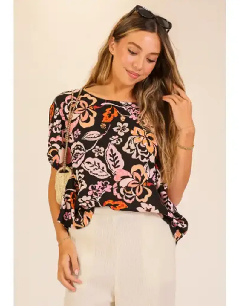 Cassie Coastal Bloom Print Top