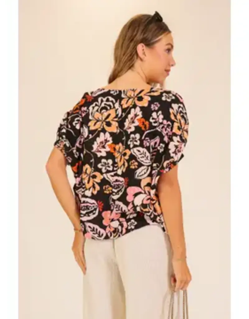 Cassie Coastal Bloom Print Top