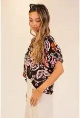 Cassie Coastal Bloom Print Top