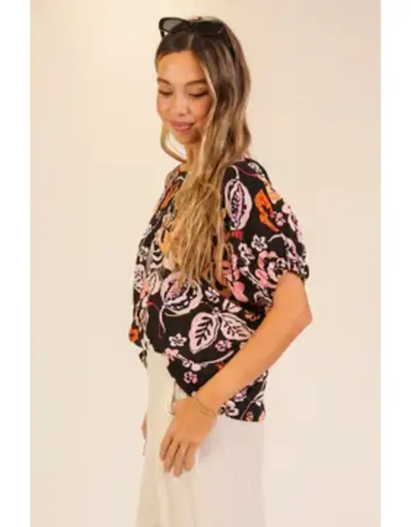 Cassie Coastal Bloom Print Top