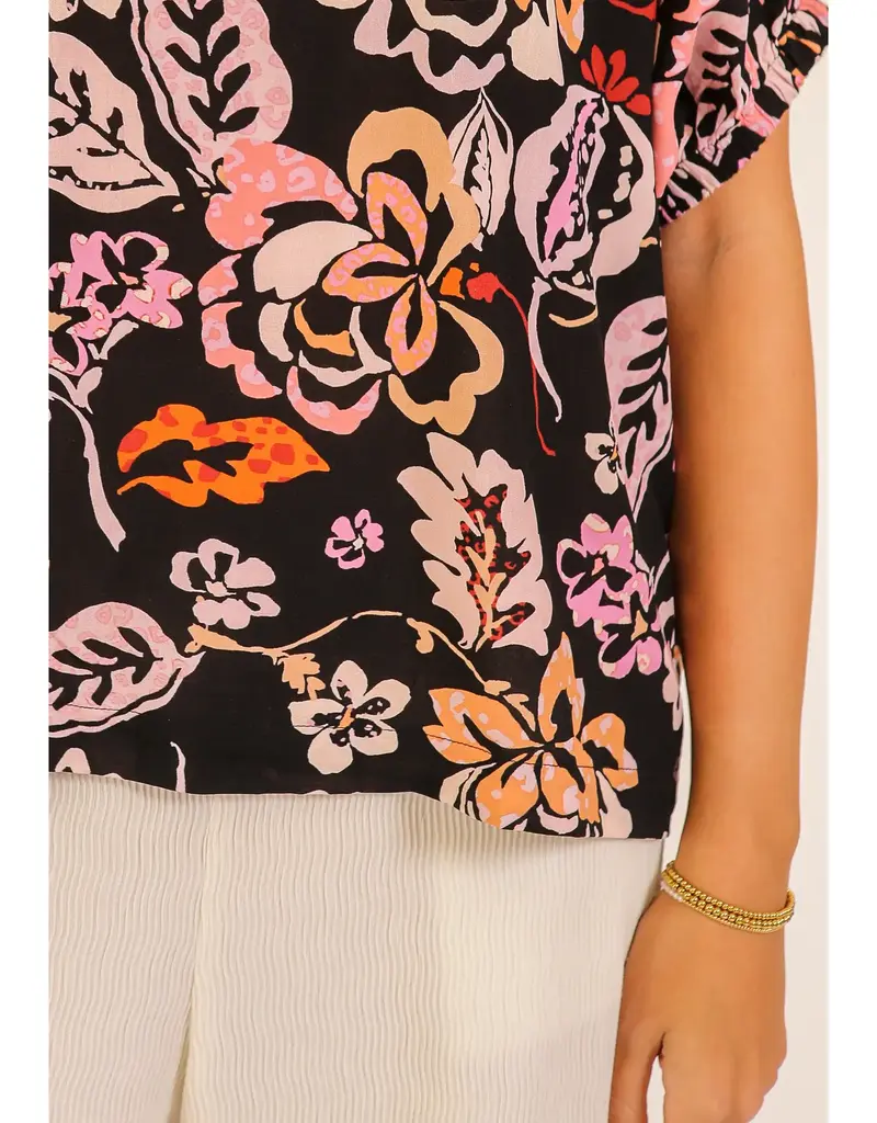 Cassie Coastal Bloom Print Top