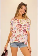 Cassie Coastal Bloom Print Top