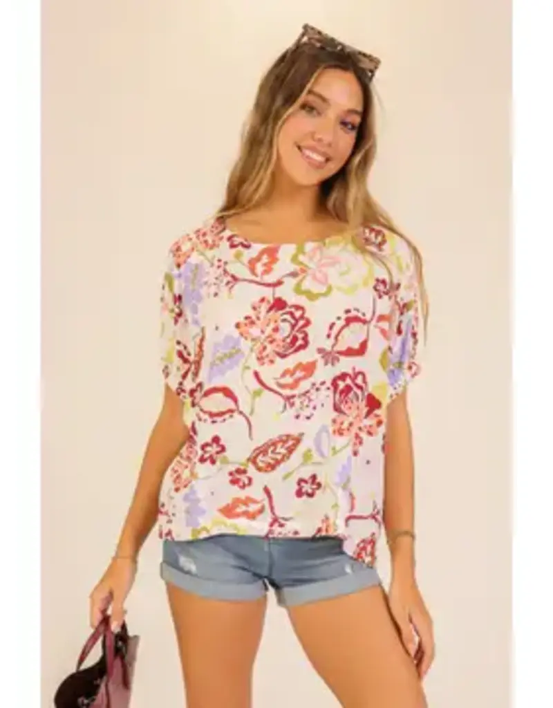 Cassie Coastal Bloom Print Top