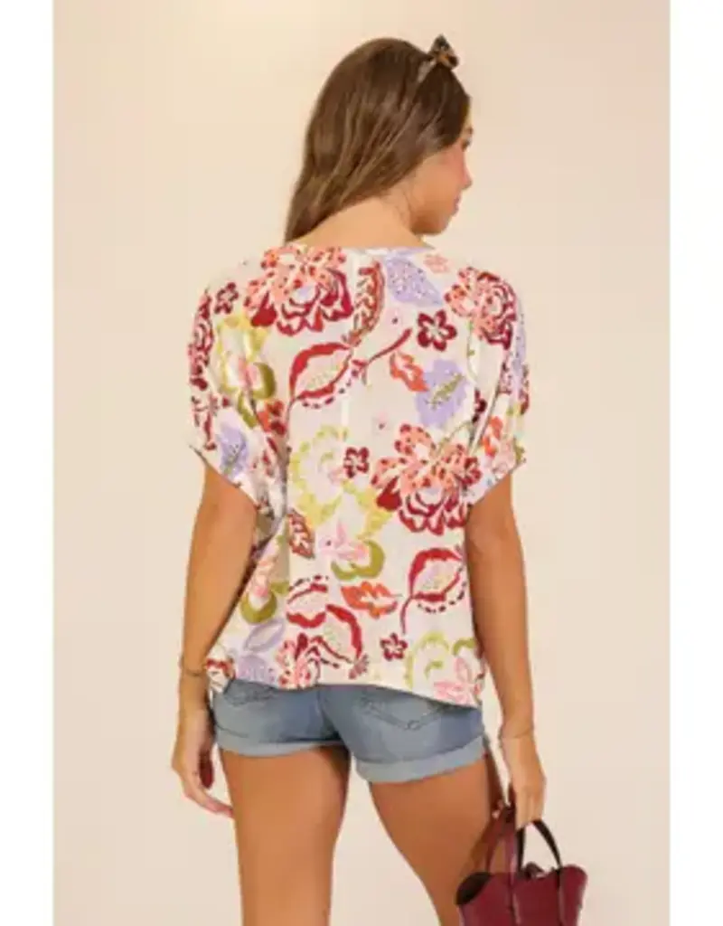 Cassie Coastal Bloom Print Top