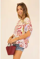 Cassie Coastal Bloom Print Top