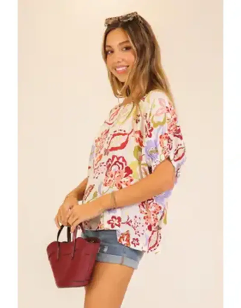 Cassie Coastal Bloom Print Top
