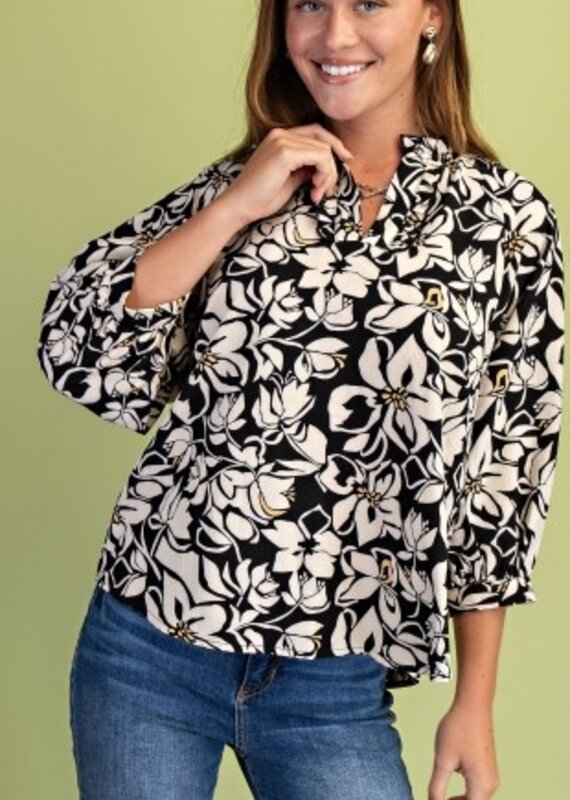 Tina Floral Print Textured Top
