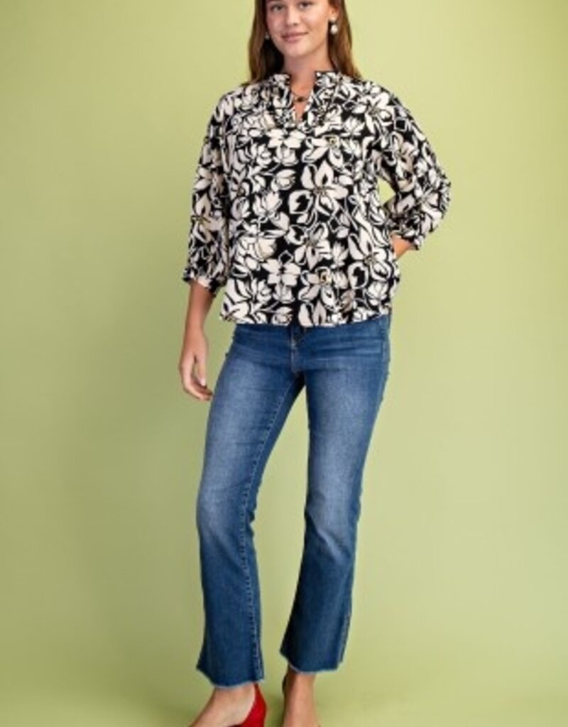 Tina Floral Print Textured Top