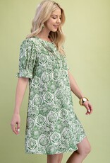 Heather Hexagonal Floral Print Pleated Dress