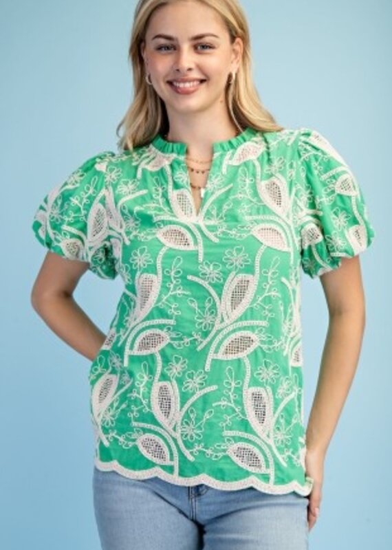 Floral Embroidered V-neck Blouse
