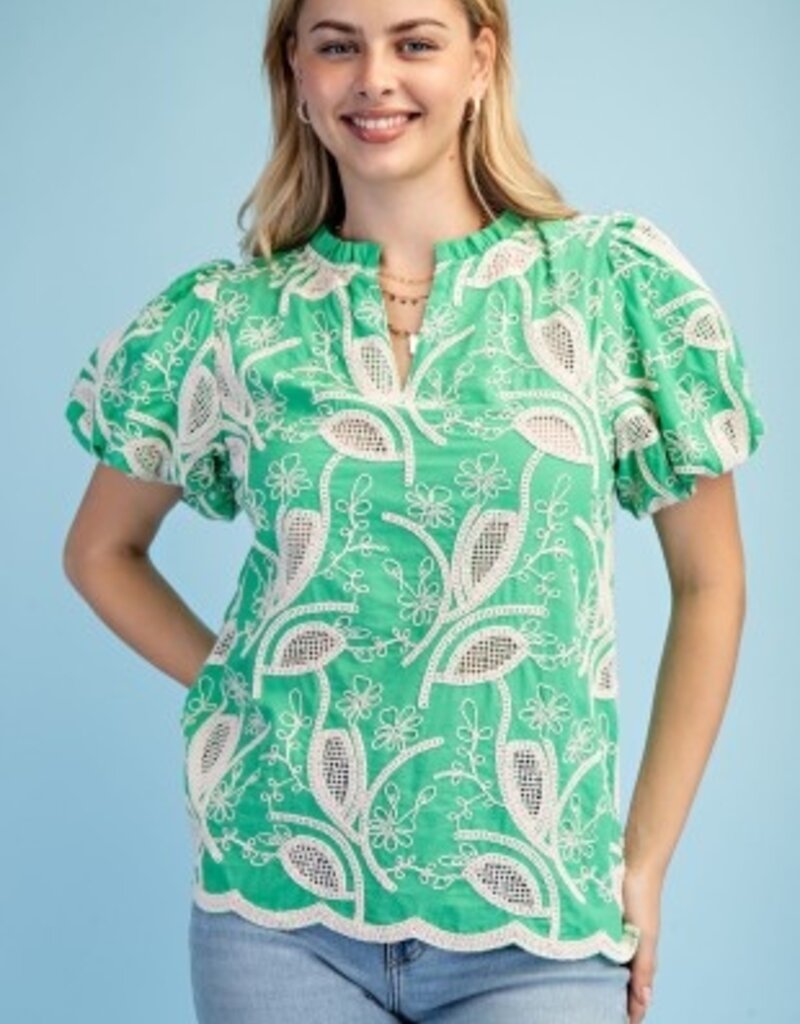 Floral Embroidered V-neck Blouse