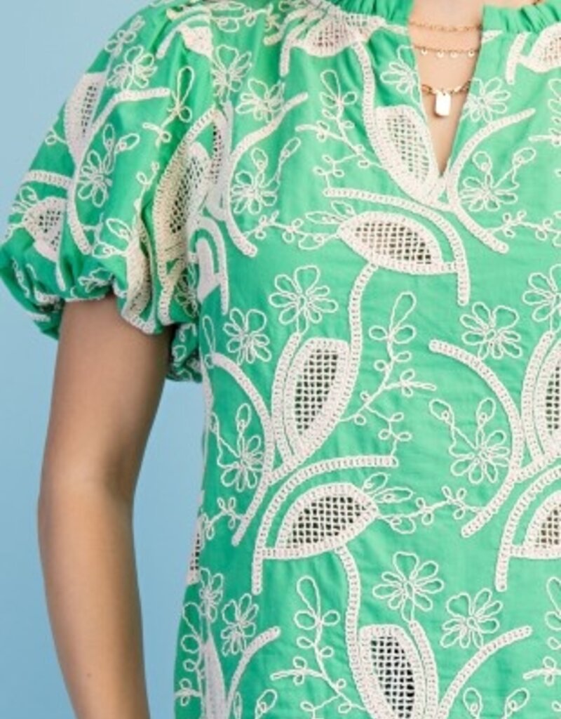 Floral Embroidered V-neck Blouse