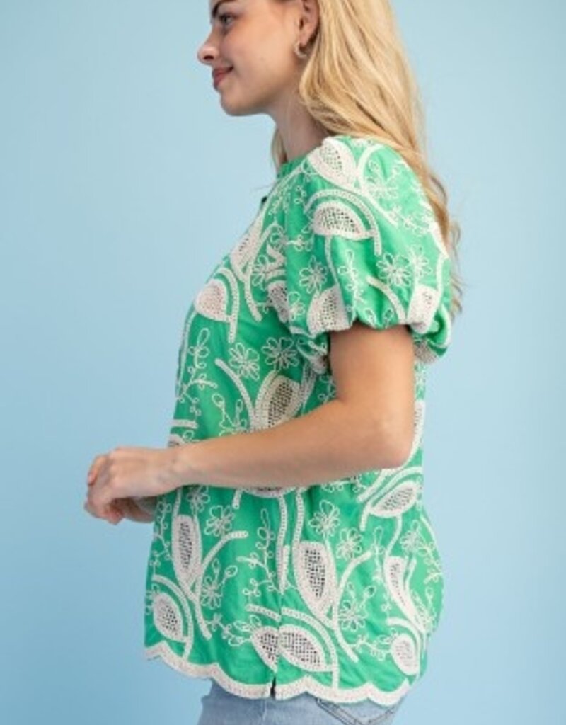 Floral Embroidered V-neck Blouse
