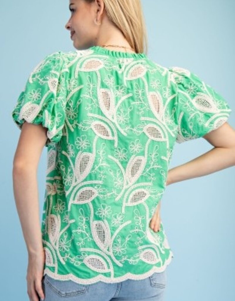 Floral Embroidered V-neck Blouse