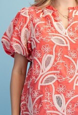 Floral Embroidered V-neck Blouse Emerald